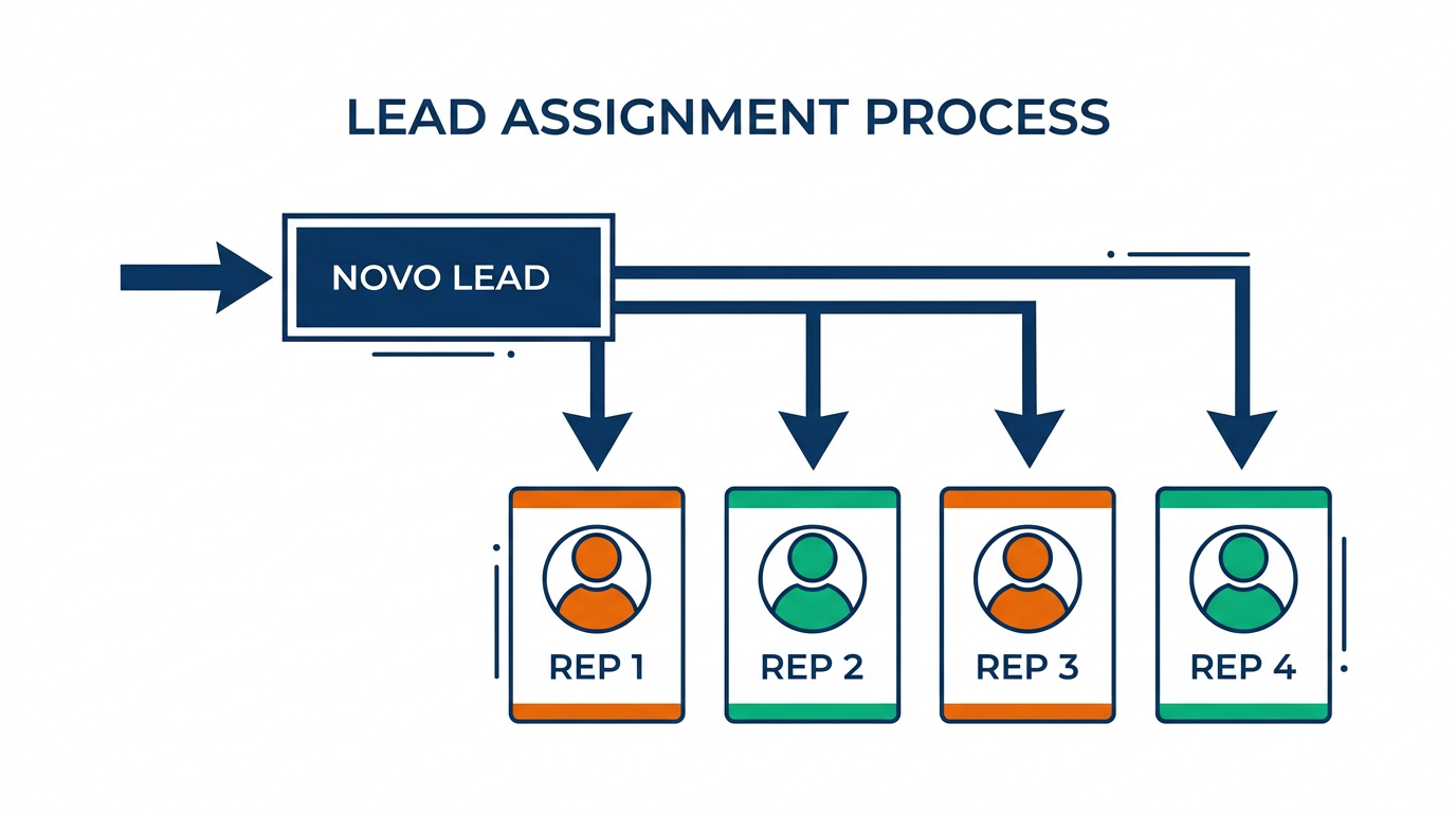 Diagrama de distribui��o de novos leads para v�rios corretores em fila